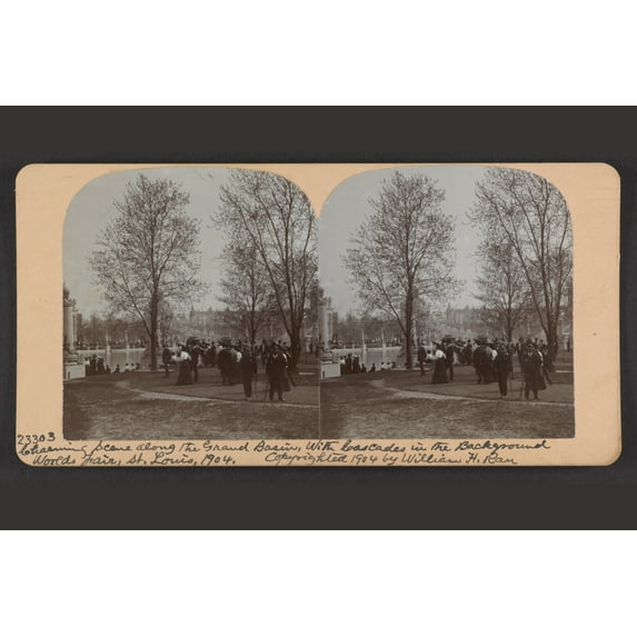 Print: Charming Scene Along The Grand Basin, With Cascades In Background