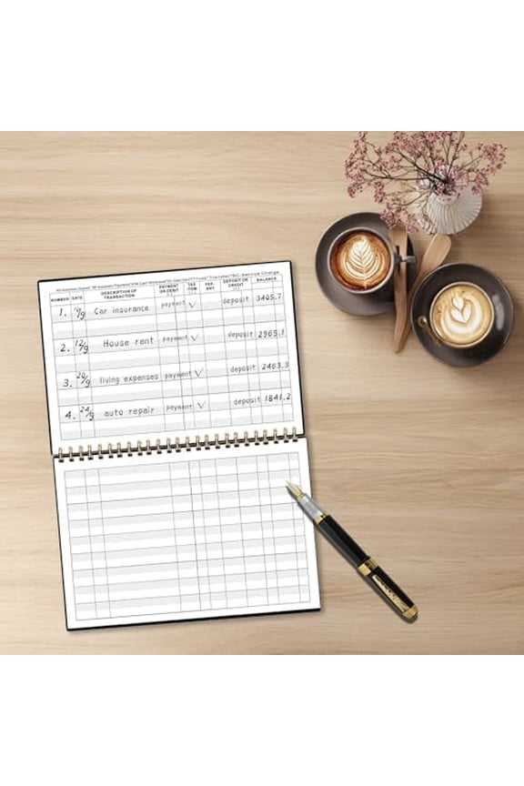 Print Checkbook Register - Check Registers Book, 5-7/8" x 8-1/2", Large Print, Easy-to-Read, Spiral Bound, 60 Pages for Personal Checkbook, Easy Transaction Reference