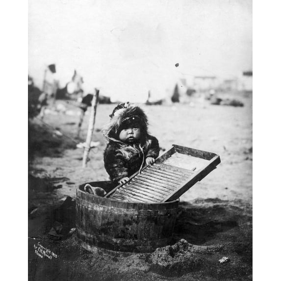 Print: Child At Washtub, 1905