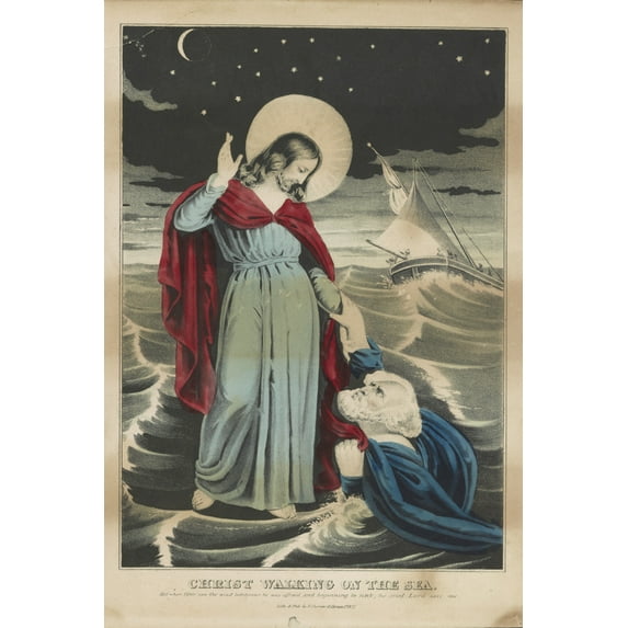 Print: Christ Walking On The Sea, circa 1835