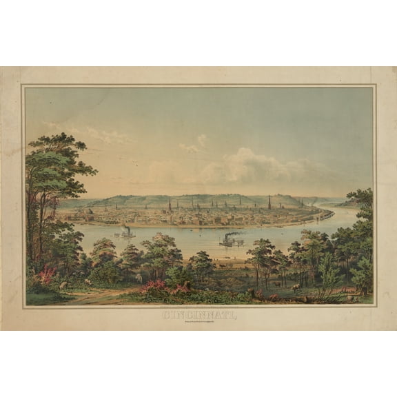 Print: Cincinnati- From A Point West Of Covington, Kentucky