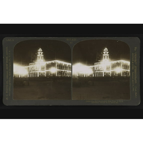 Print: City Hall Illuminated, New York, U.S.A., 1909