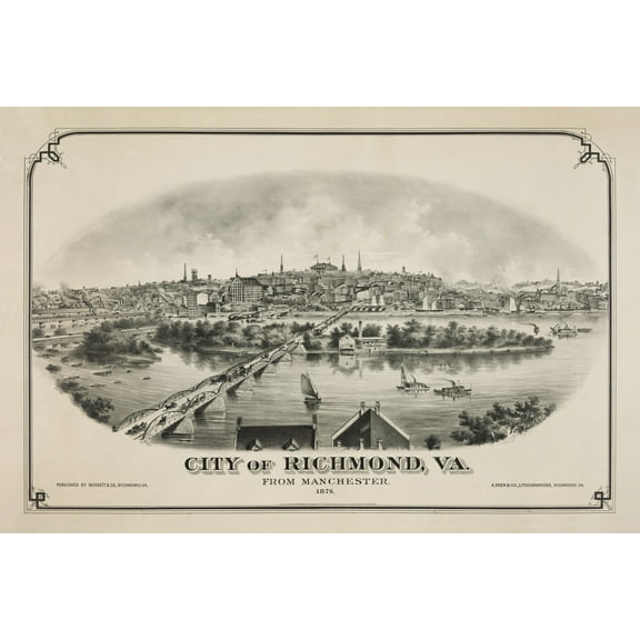 Print: City Of Richmond, Virginia, From Manchester, 1876