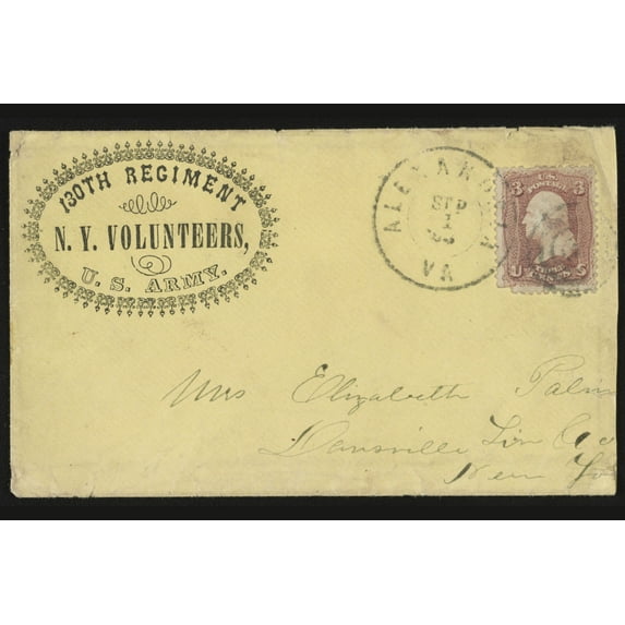 Print: Civil War Envelope For New York Volunteers, 130th Regiment, U.S