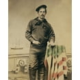 thumbnail image 1 of Print: Civil War Sailor In Union Uniform, American Flag, Naval Scene, 1 of 4