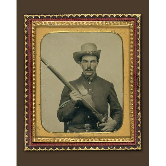 Print: Civil War Soldier In Union Corporals Uniform With Musket