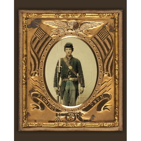 Print: Civil War Soldier In Union Uniform With Musket, circa 1861-1865