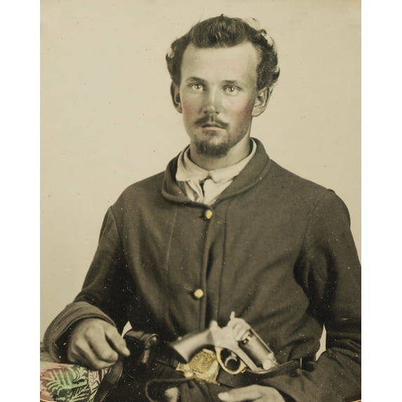 Print: Civil War Soldier, Union Uniform, Revolver In Belt