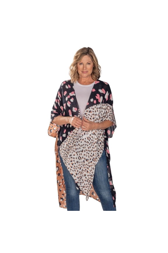 Print Collage Viscose Kimono Topper