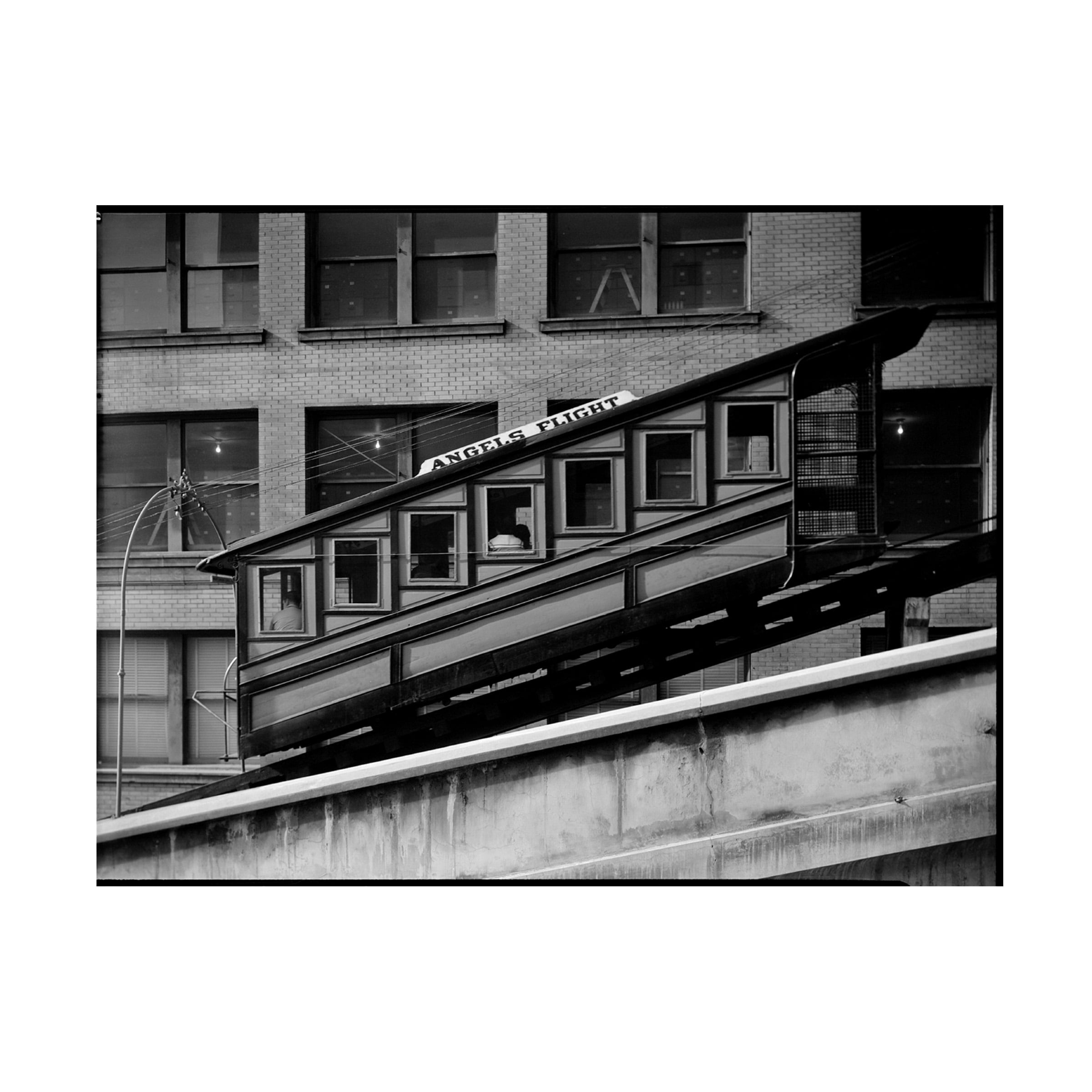Vintage Black and White Angel's Flight Canvas Photography Print