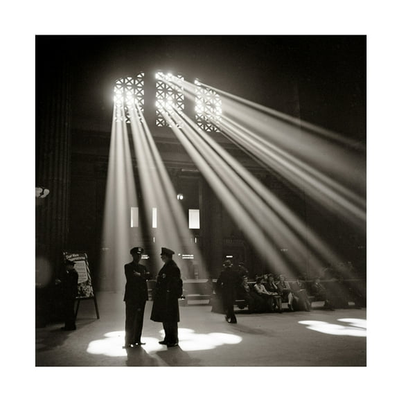 Trademark Fine Art Print Collection Police in Waiting Room of the Union Station Chicago Canvas Wall Art - 35x35