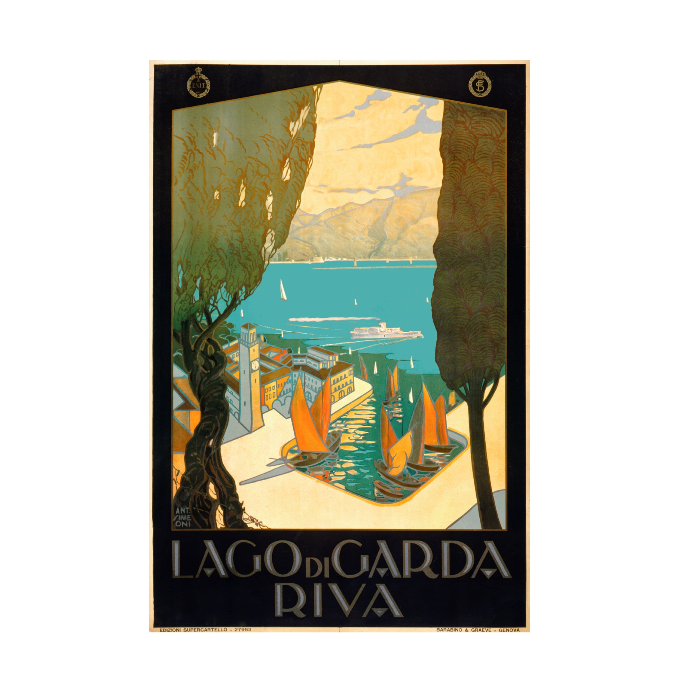 Print Collection 'Wharf on Lake Garda Italy' Canvas Art