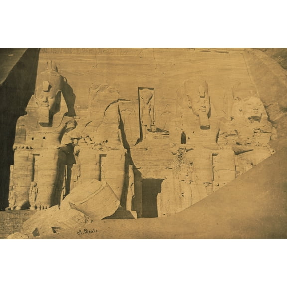 Print: Colossal Sculptures Of Ramses II At Entrance To The Great Temple At