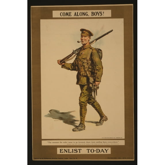 Print: Come Along, Boys! Enlist To-Day, 1915