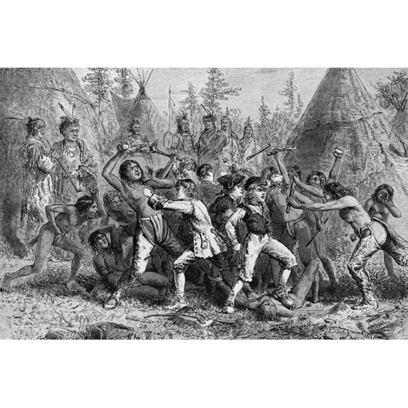 Print: Conflict Of The Linn Boys With The Indians