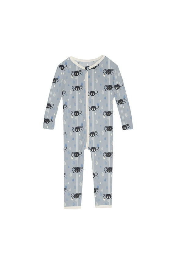 Print Convertible Sleeper with Zipper in Pearl Blue Itsy Bitsy Spider (3-6 Months)
