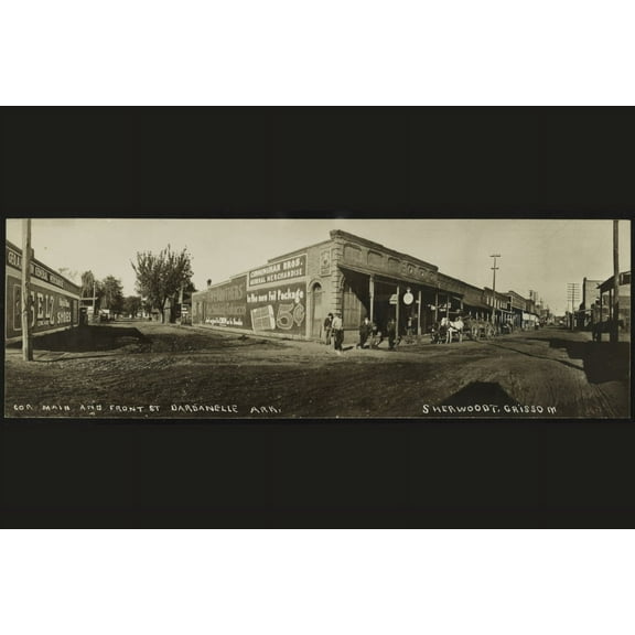 Print: Corner. Main And Front St. Dardanelle Ark., 1909