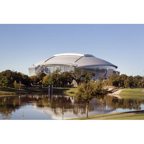 Print: Cowboys Stadium, A Domed Stadium With A Retractable Roof In