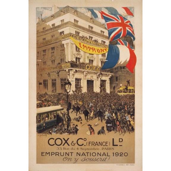 Print: Cox & Co. - (France) Ld.. Emprunt National 1920.. On Y Souscrit