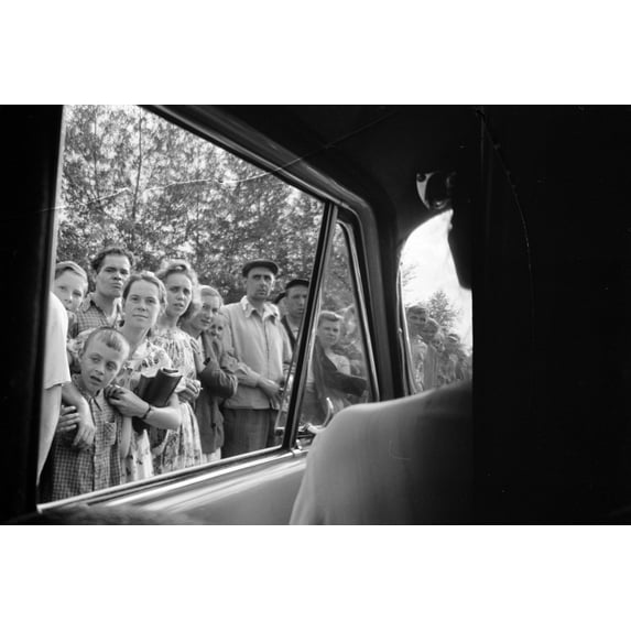 Print: Crowd Of People Looking In A Car Window In The Soviet Union, 1959
