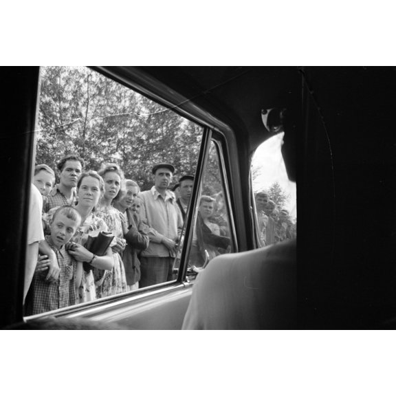 Print: Crowd Of People Looking In A Car Window In The Soviet Union, 1959