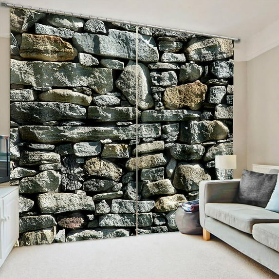Cheap 3D Print Sunset Natural Scenery Island Stone 2 Pieces Window Curtain Living Room Bedroom Two Drape Decor