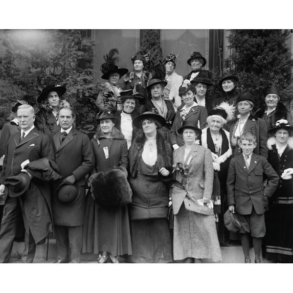 Print: Daughters Of American Revolution. Group Before D.A.R. Building