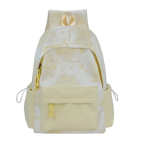 Print Design Daily Carryall, Multi-Pocket Nylon Tote with Cushioned Shoulder Pads, Water-Resistant Sack for Outings Commute Travel, 16.93 Inch (Yellow)