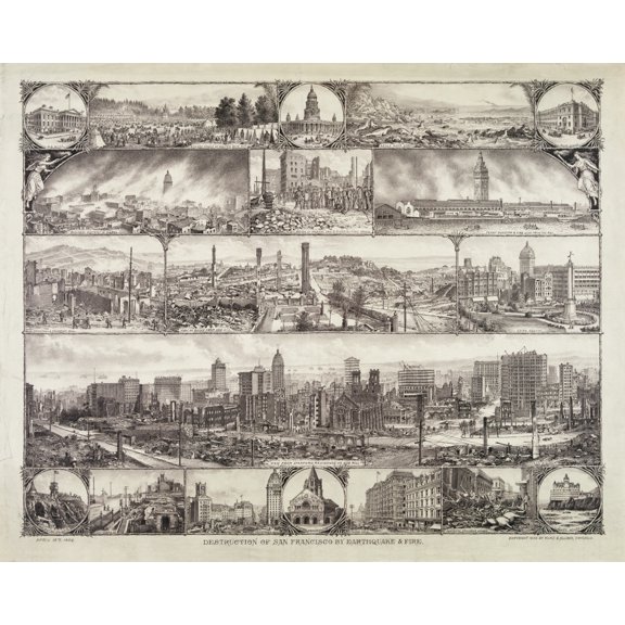 Print: Destruction Of San Francisco By Earthquake & Fire in 1906