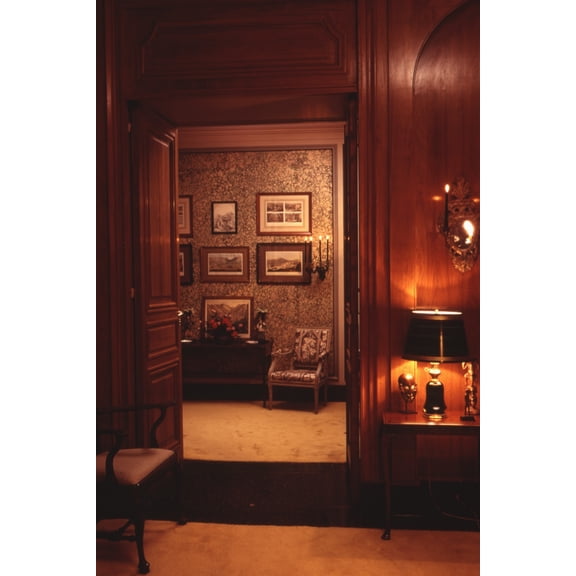 Print: Doorway Into Room With Pictures On Wall At Home Of Ann Bonfoey