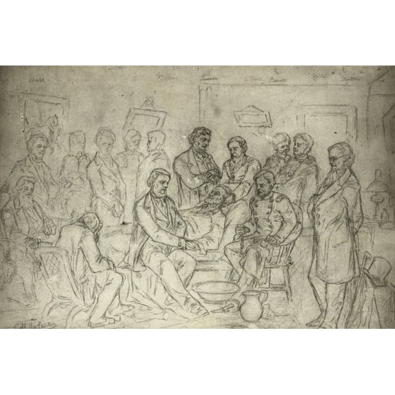 Print: Drawing Of The Death Bed Scene Of President Abraham Lincoln, With