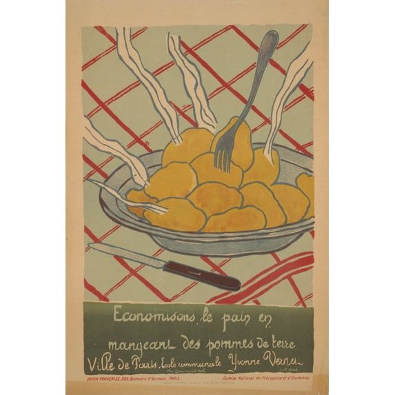 Print: Economisons Le Pain En Mangeant Des Pommes De Terre, 1916