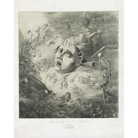 Print: Eene Aangezigtspyn-Phantasie Van Alexander V.H., circa 1840-1876