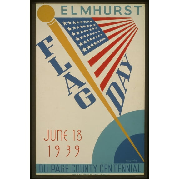 Print: Elmhurst Flag Day, June 18, 1939, Du Page County Centennial, 1939