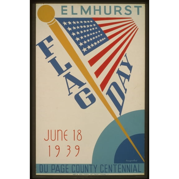 Print: Elmhurst Flag Day, June 18, 1939, Du Page County Centennial, 1939
