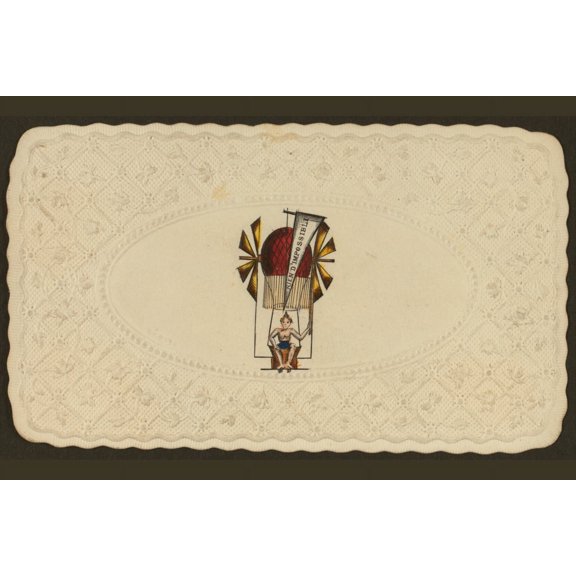 Print: Embossed Card Shows Balloon Labelled Rien D'impossible Ascending