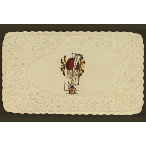 Print: Embossed Card Shows Balloon Labelled Rien D'impossible Ascending