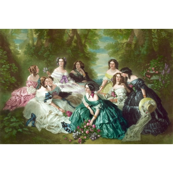 Print: Eugenie, Empress Of The French And Her Maids Of Honor