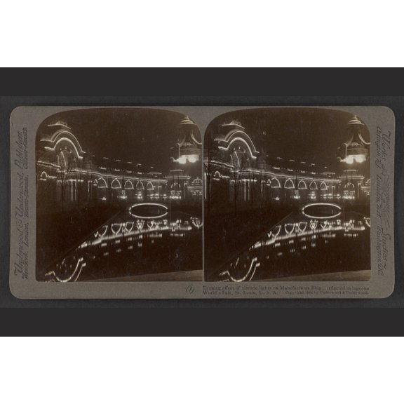 Print: Evening Effect Of Electric Lights On Manufacturers Bldg., Reflected