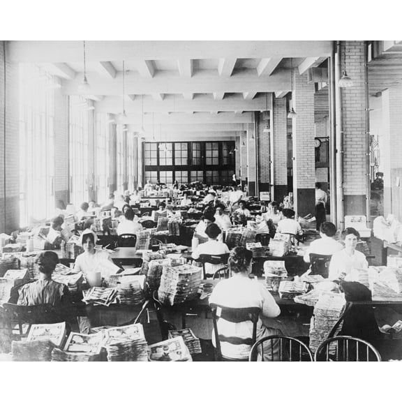 Print: Examining Currency For Possible Debates, circa 1918