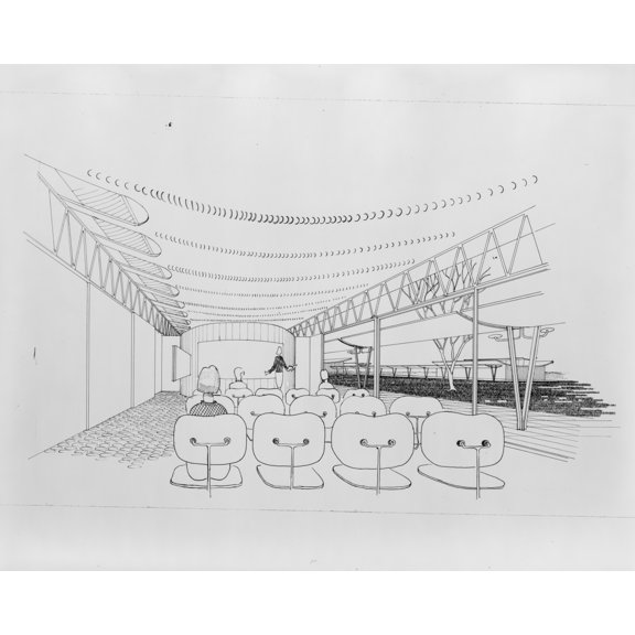 Print: Experimental School. Interior Perspective. Rendering, 1955