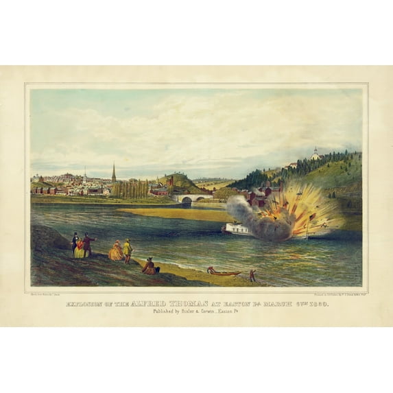 Print: Explosion Of The Alfred Thomas At Easton Pa. March 6th 1860