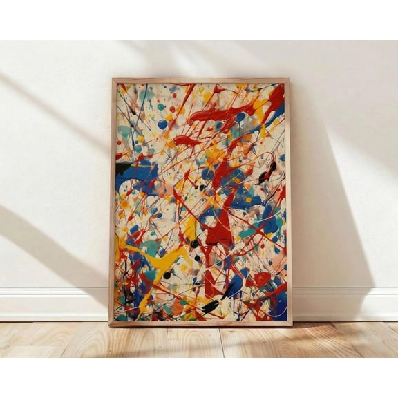 Print Expressionism Wall Art Mid Century Modern Decor Colorful Splatter Art Mcm Room