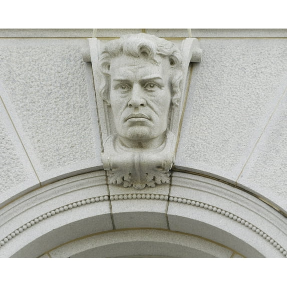 Print: Exterior View. Ethnological Head Called Blonde European On A