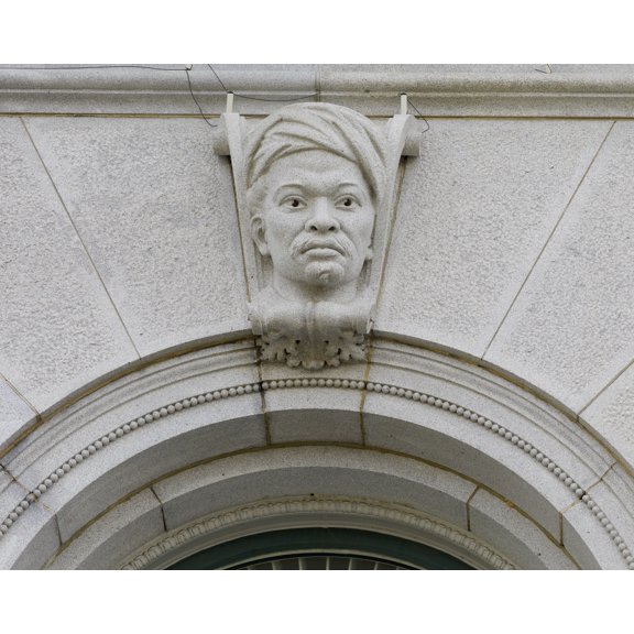 Print: Exterior View. Ethnological Head On A Keystone Of A First Story