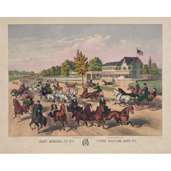 Print: Fast Horses, Of New York Scene, Harlem Lane New York, 1871