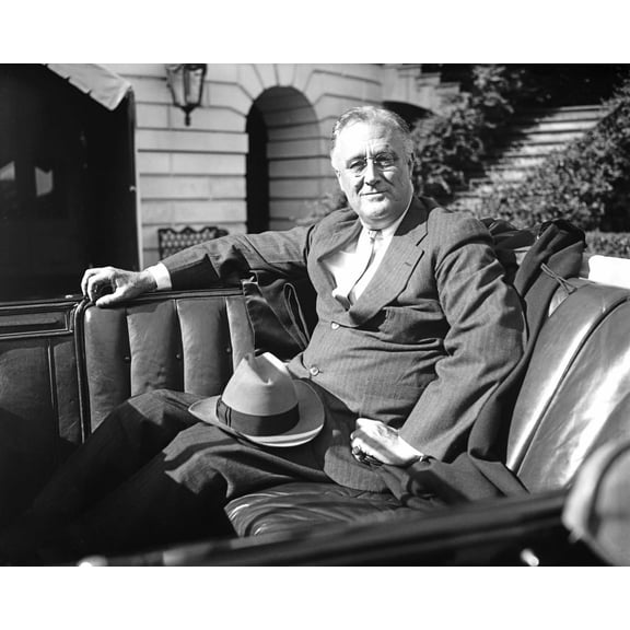 Print: Fdr Franklin Delano Roosevelt Indiana Car, 1936