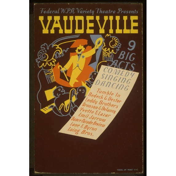 Print: Federal Wpa Variety Theatre Presents Vaudeville 9 Big Acts