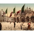 thumbnail image 1 of Print: Feeding Pigeons In St. Mark's Place, Venice, Italy, circa 1890, 1 of 4