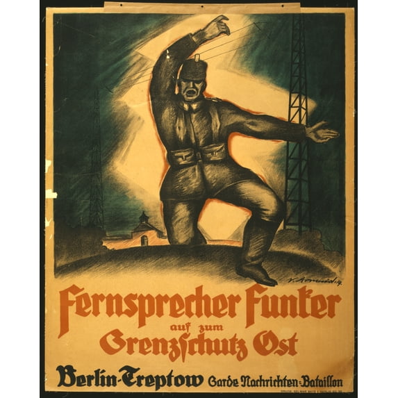 Print: Fernsprecher Funker Auf Zum Grenzschutz Ost, Berlin-Treptow Garde